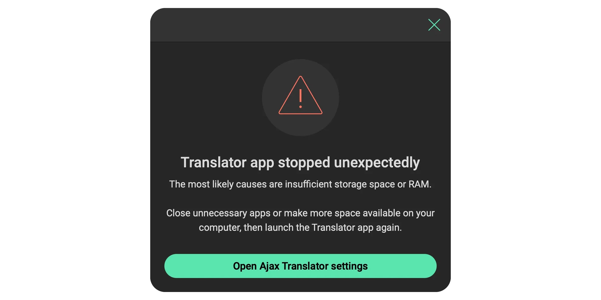 Recovering Ajax Translator PRO after an unexpected failure
