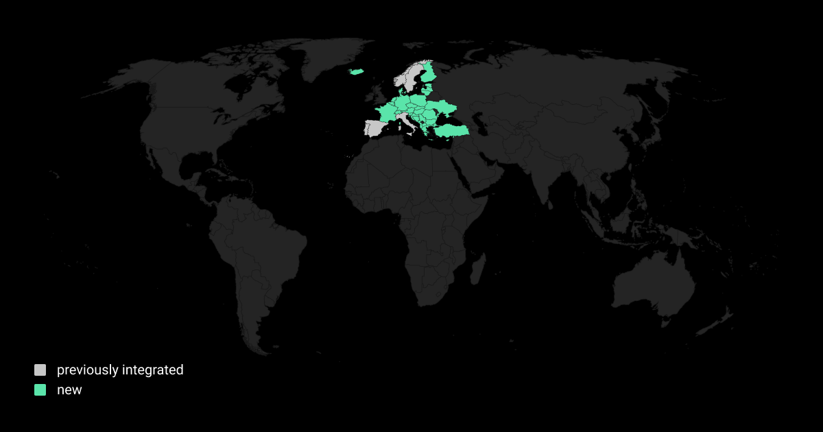 Map with highlighted regions