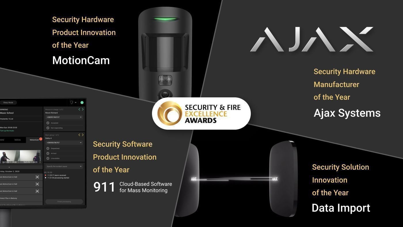 Ajax Systems finaliste dans 4 catégories aux IFSEC Security & Fire Excellence Awards