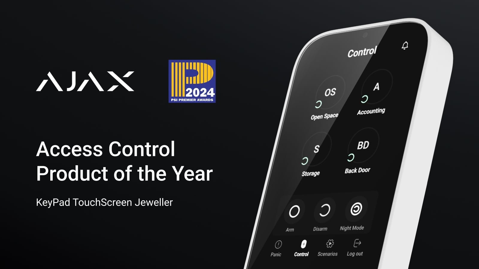 KeyPad TouchScreen Jeweller wins PSI Premier Awards 2024 as Access Control Product of the Year