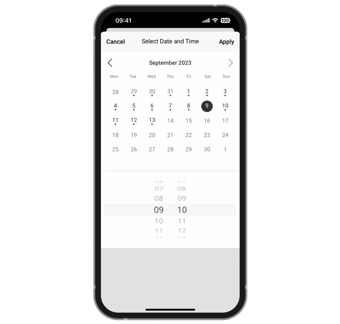 Calendar view