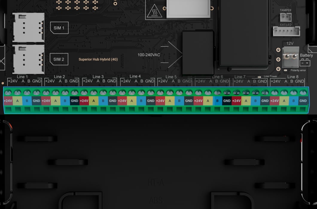 8 lines to connect wired Superior devices