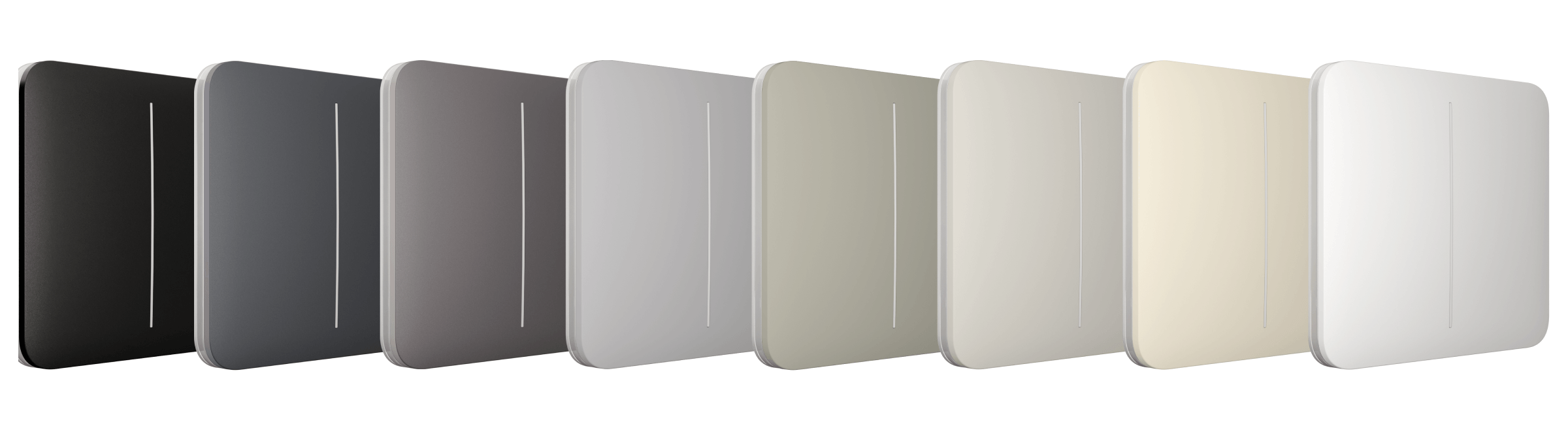 LightSwitch front panels come in white, fog, grey, graphite, ivory, oyster, olive, or black.
