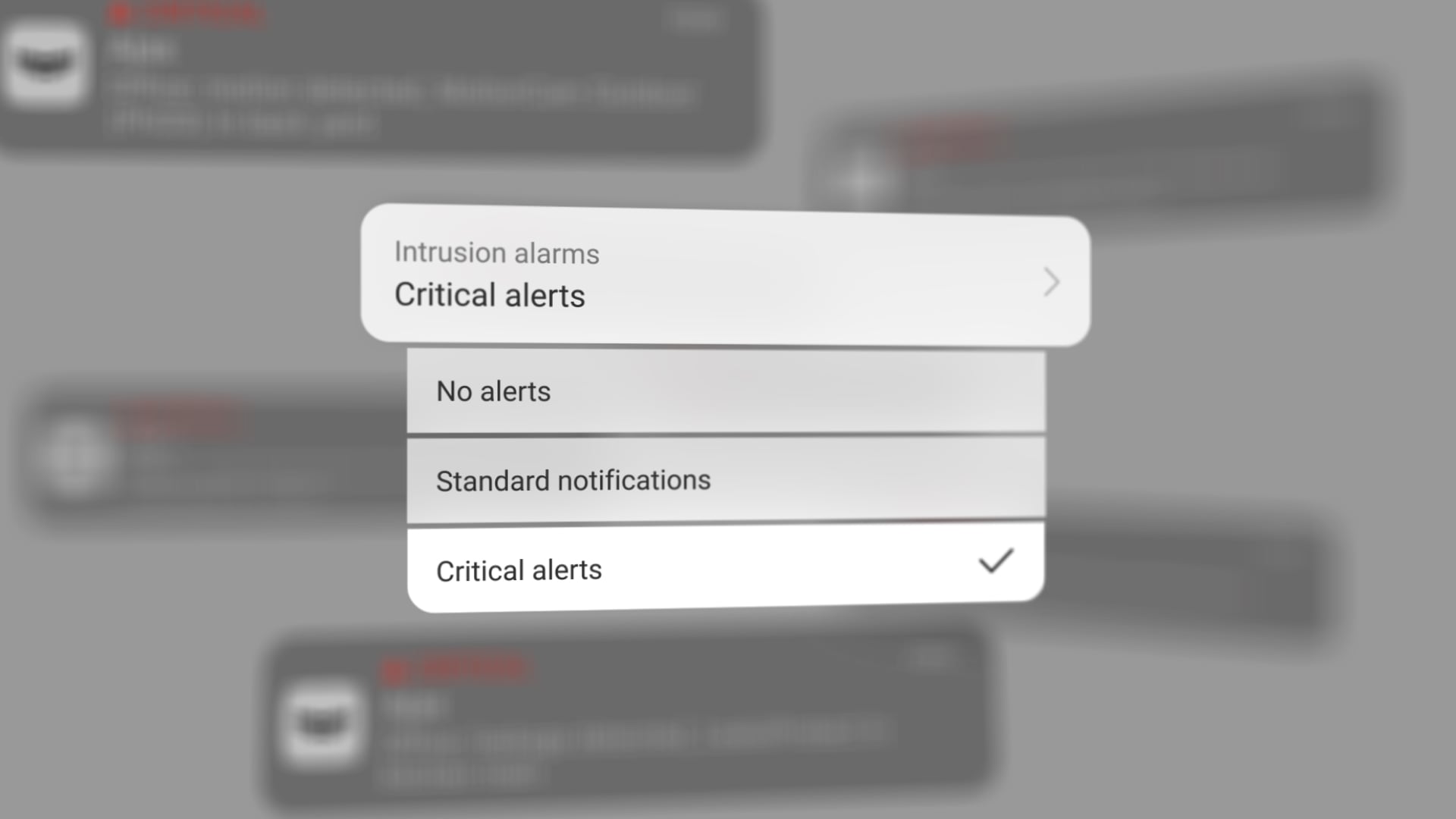 Notification update: configurable alerts by alarm type