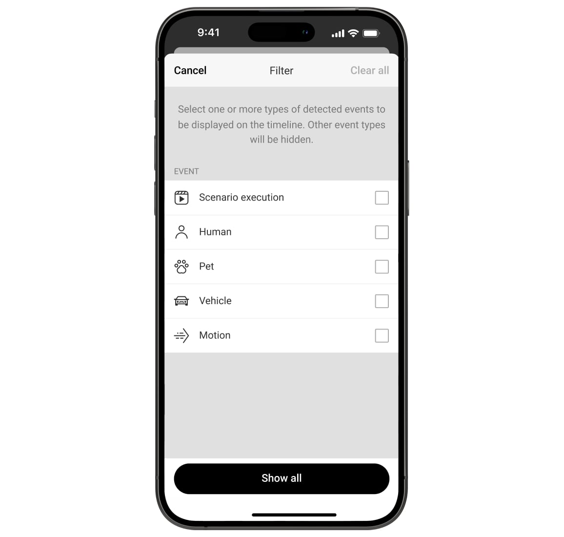 Filters op beweging, door AI aangedreven objectherkenning of scenario