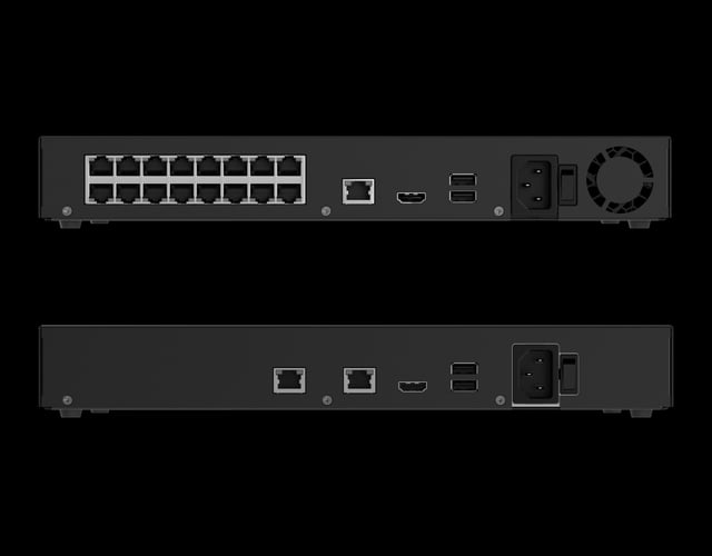 Zadný panel rekordéra AJAX Superior NVR H2DAI16PAC so 16 portmi PoE