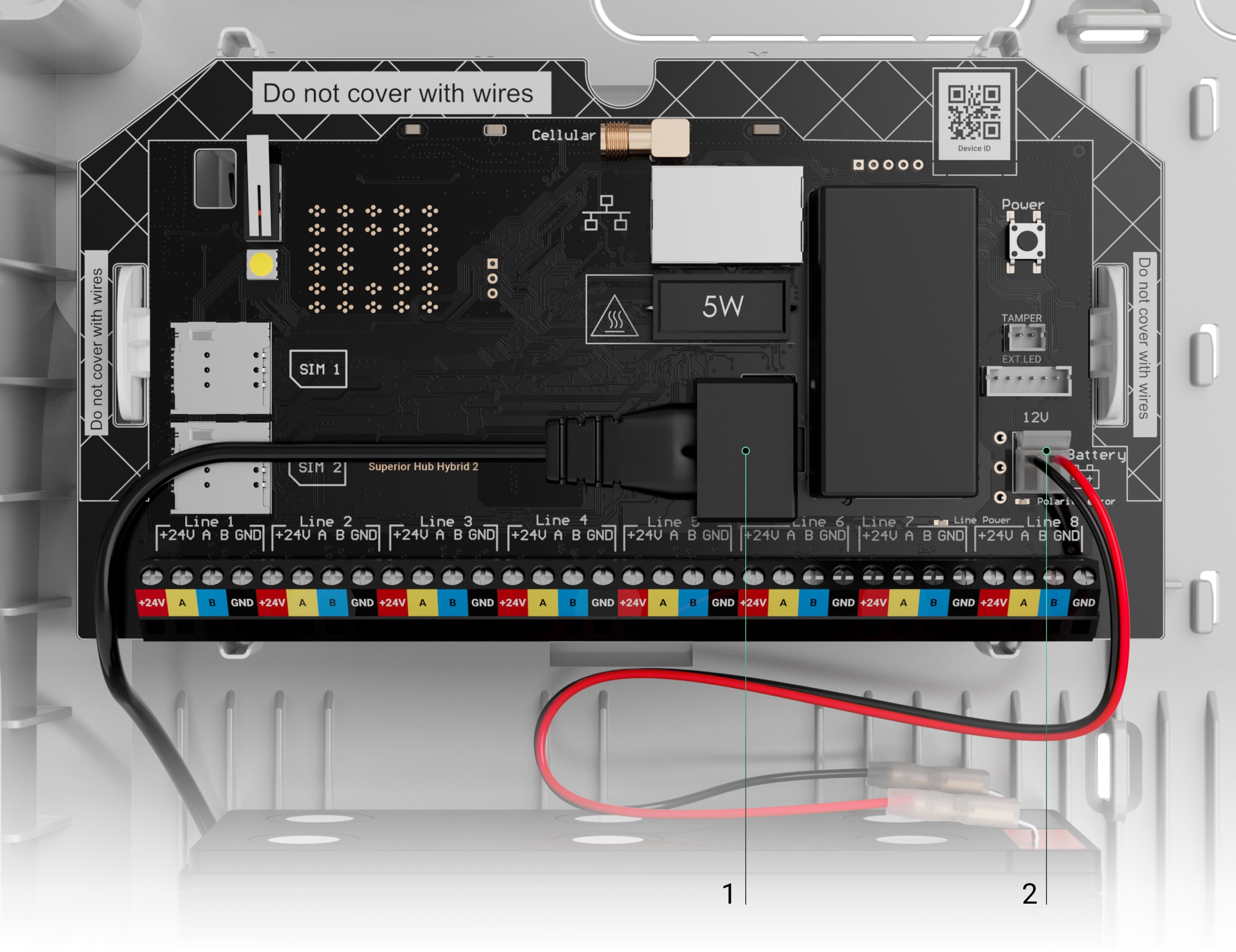 De-energize and turn off the hub. Disconnect the backup battery.