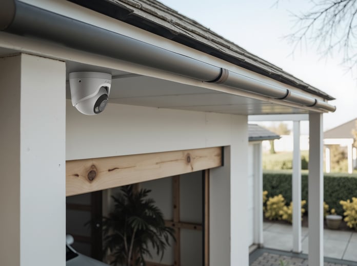 Caméras de vidéosurveillance IP Ajax TurretCam et BulletCam installées sur une maison