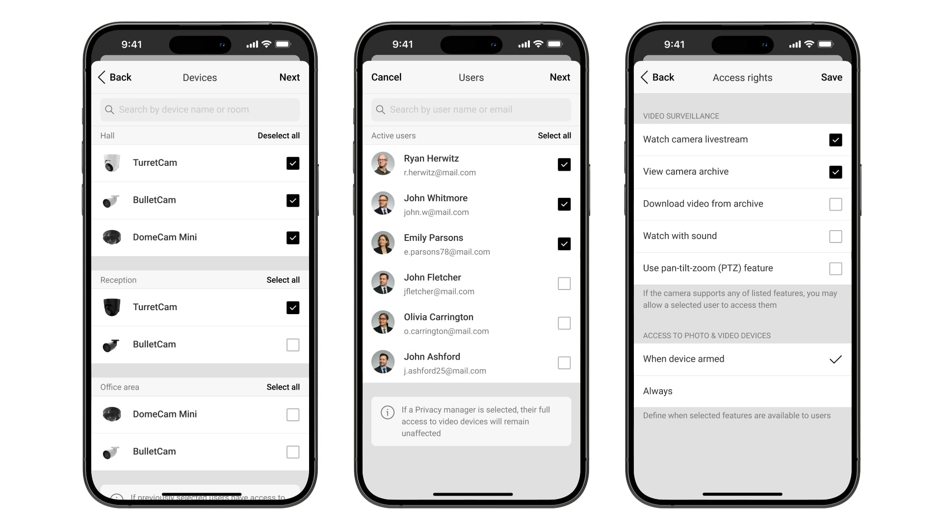 Групповое управление доступом в приложении Ajax