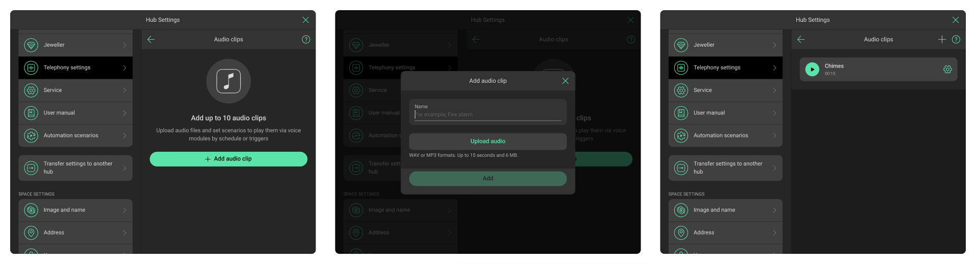 Configurazione degli scenari audio
