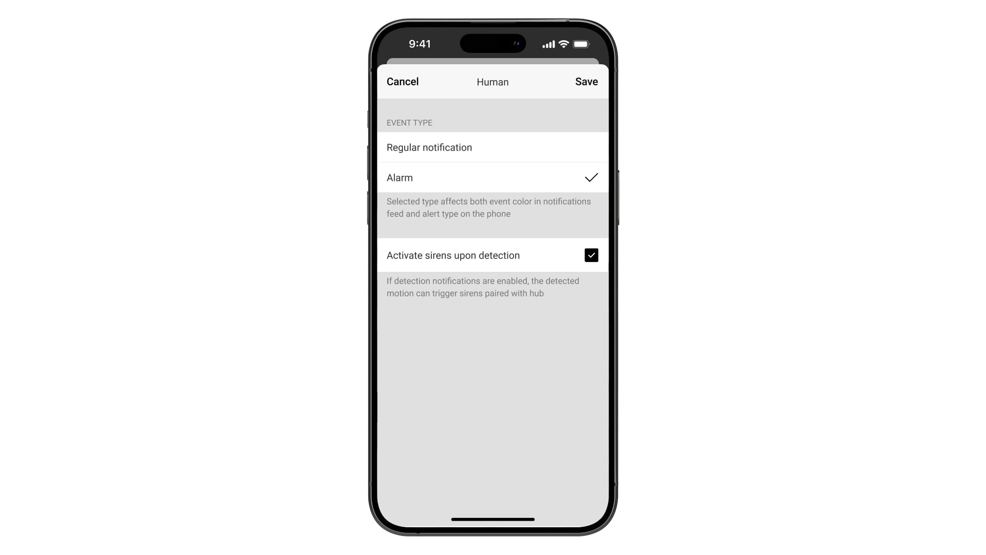 Alertas personalizables por tipo de detección