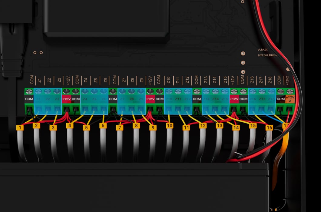 18 inputs for connecting wired devices