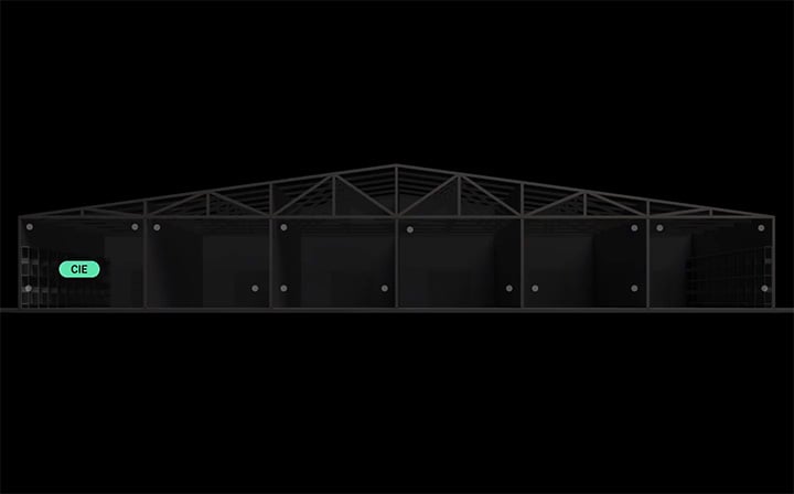 Металлический ангар с несколькими секциями