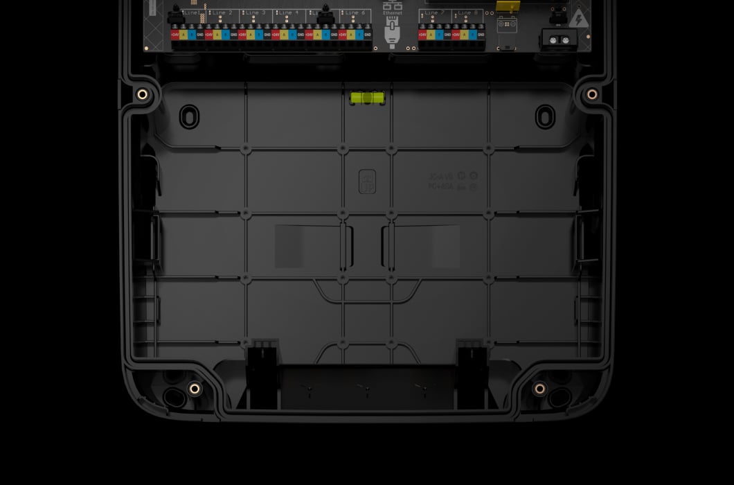 Designated space for a 12 V⎓ backup battery