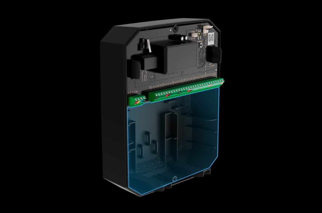 Space for a 12 V⎓ backup battery