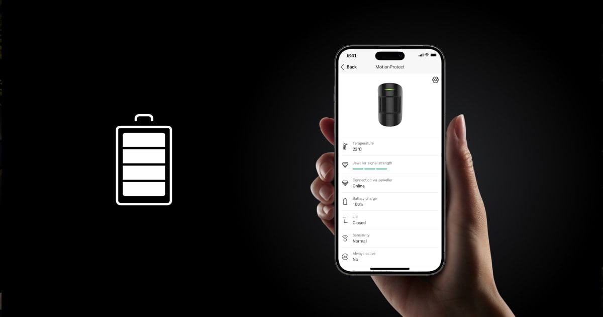 How battery charge is displayed in Ajax apps