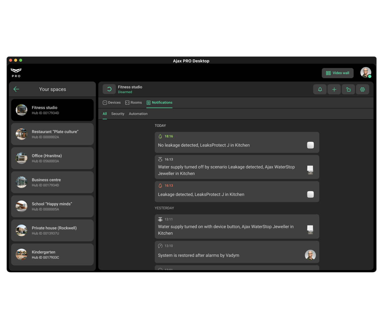 Detailed event log