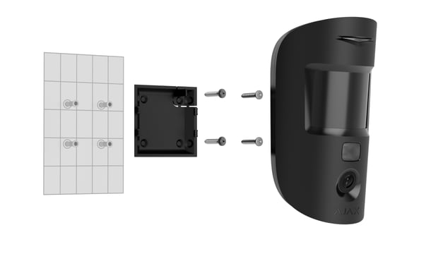 Vue officielle du montage d’un MotionCam sur sa fixation