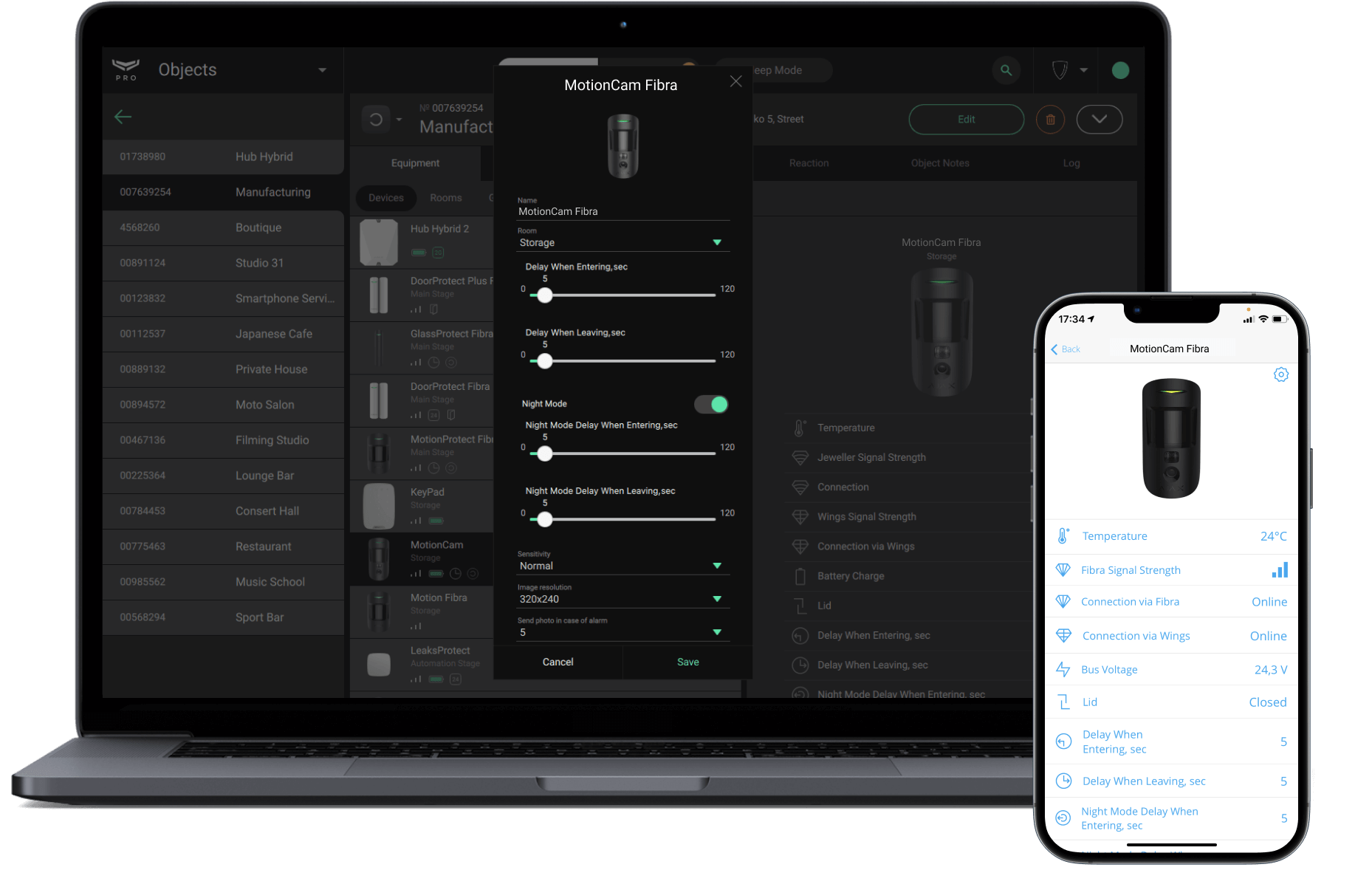 MotionCam Fibra — Wired motion detector with photo verification Ajax