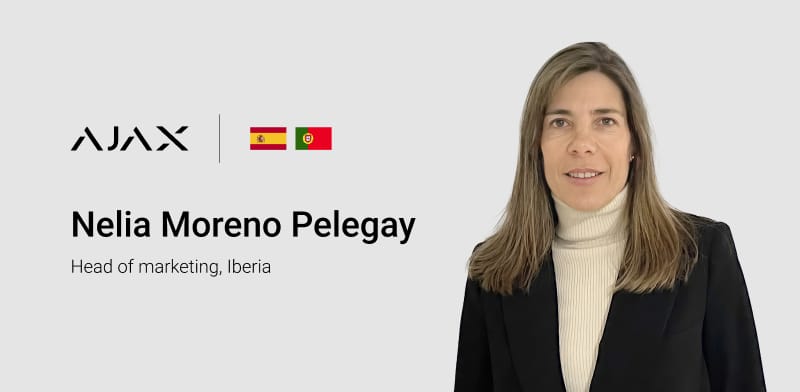 Nelia Moreno Pelegay junta-se à Ajax Systems como Gestora Regional de Marketing para a Península Ibérica