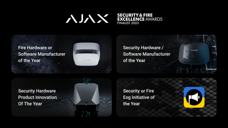 Ajax Systems, 2023 Güvenlik ve Yangında Mükemmellik Ödüllerinde 4 ödül için finalist olarak kabul edildi