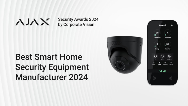Ajax Systems remporte le prix Security Awards 2024 du Meilleur fabricant d'équipement de sécurité pour maison intelligente